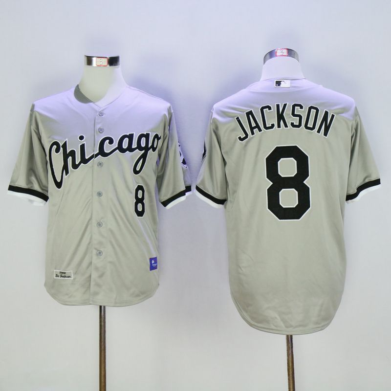Men Chicago White Sox 8 Jackson Grey MLB Jerseys